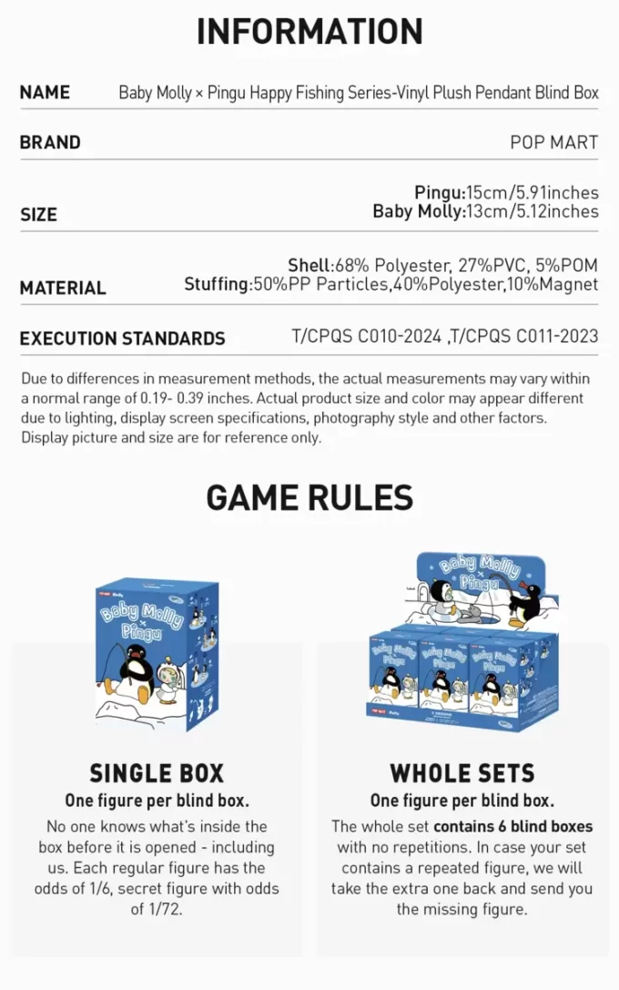 Baby Molly × Pingu Happy Fishing-serien – Vinylplyschhänge Öppen ask