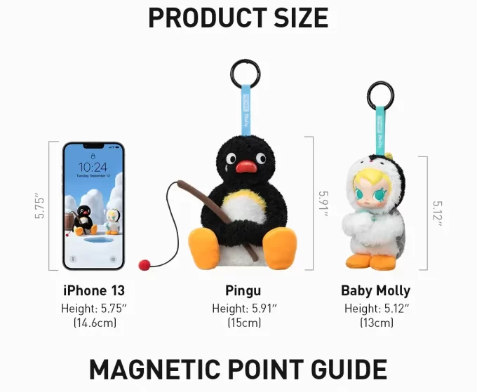Baby Molly × Pingu Happy Fishing-serien – Vinylplyschhänge Öppen ask