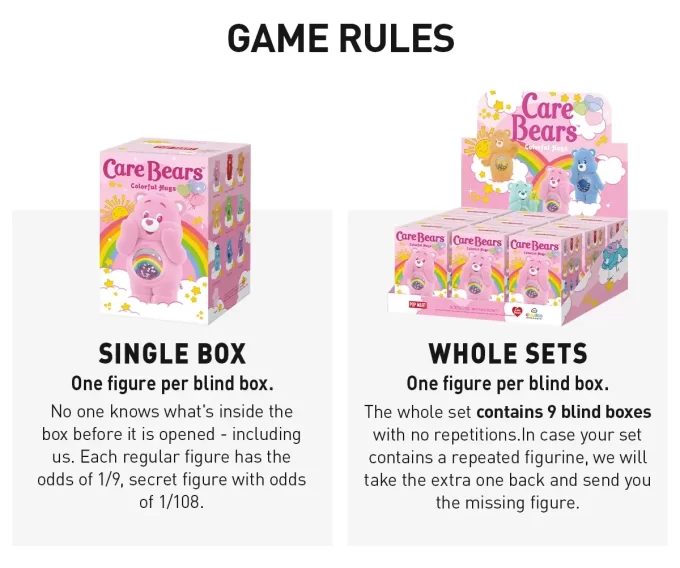 Care Bears färgglada kramar-seriefigurer