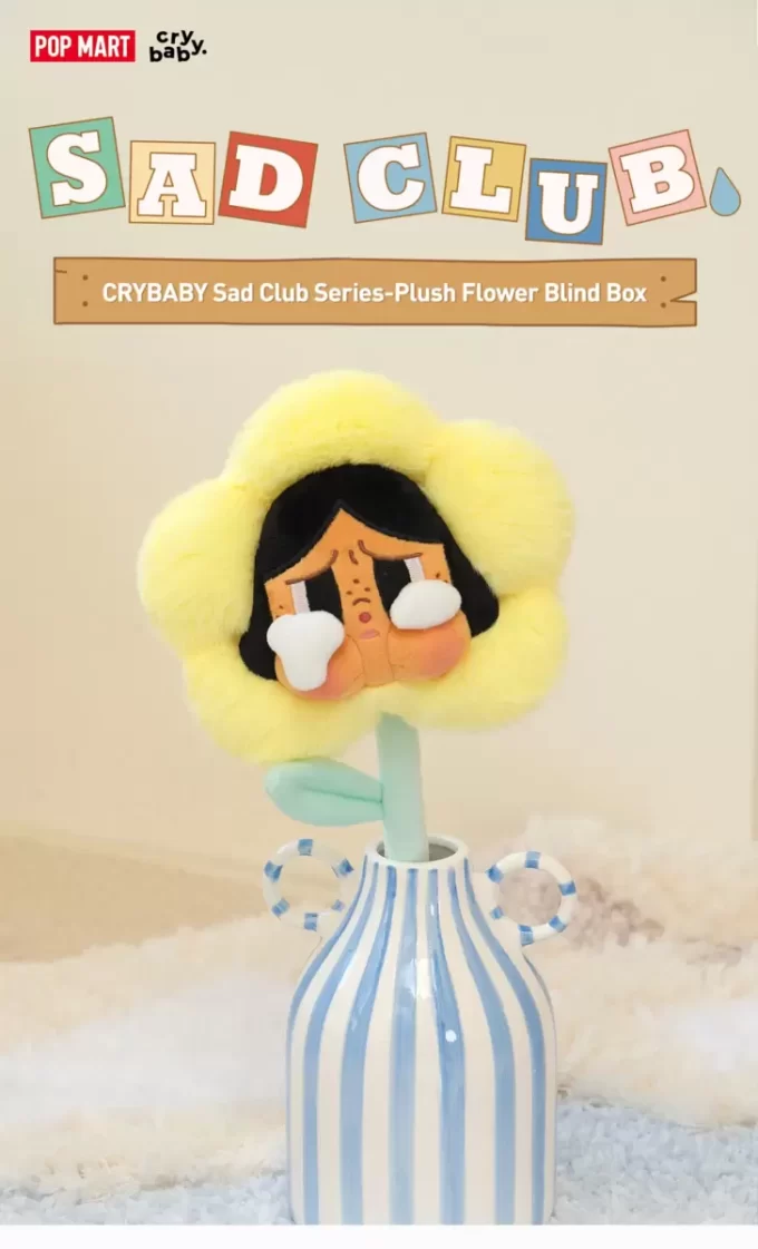 CRYBABY Sad Club-serien – Plyschblommask med blinda lock