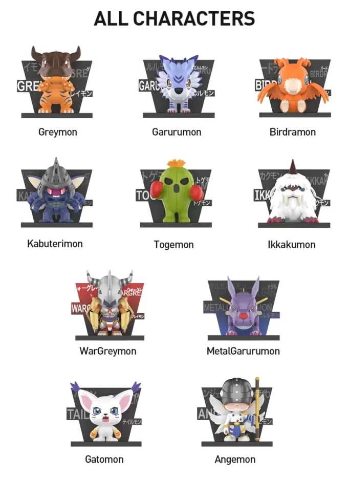 Digimon Adventure-figurer i kylskåpsmagnetserien