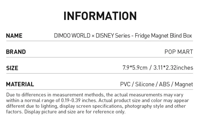 DIMOO WORLD × DISNEY-serien – kylskåpsmagnet för blinda DIMOO WORLD × DISNEY-serien – kylskåpsmagnet för blinda