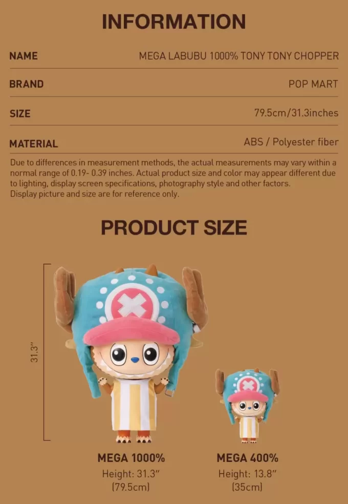 MEGA LABUBU 1000% TONY TONY CHOPPER MEGA LABUBU 1000% TONY TONY CHOPPER