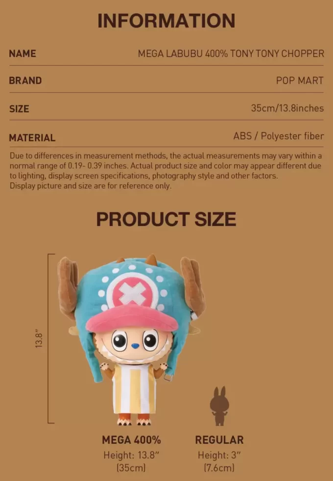 MEGA LABUBU 400% TONY TONY CHOPPER MEGA LABUBU 400% TONY TONY CHOPPER