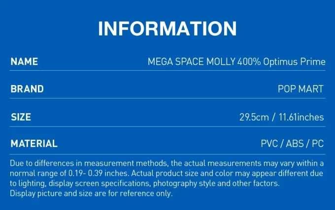 MEGA SPACE MOLLY 400% Optimus Prime MEGA SPACE MOLLY 400% Optimus Prime