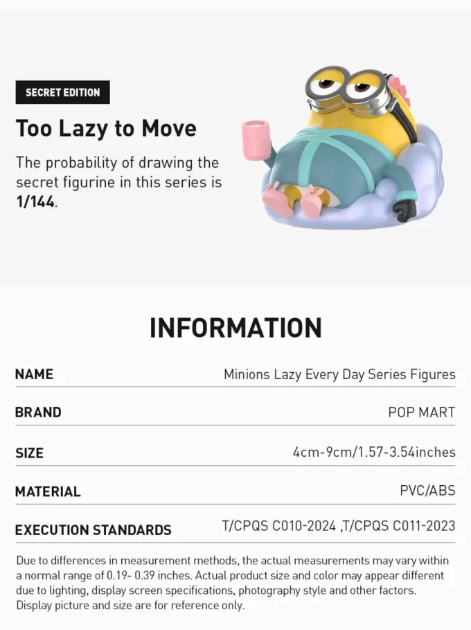 Minions Lazy Every Day-seriens figurer Minions Lazy Every Day-seriens figurer
