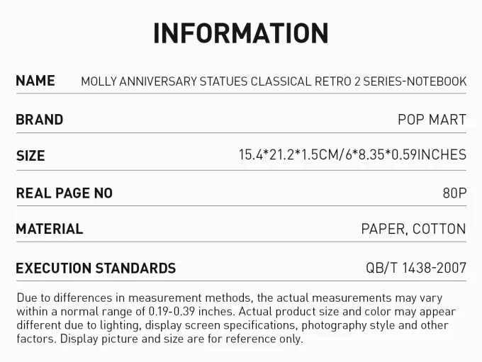 MOLLY Jubileumsstatyer Klassisk Retro 2-serien – Anteckningsbok