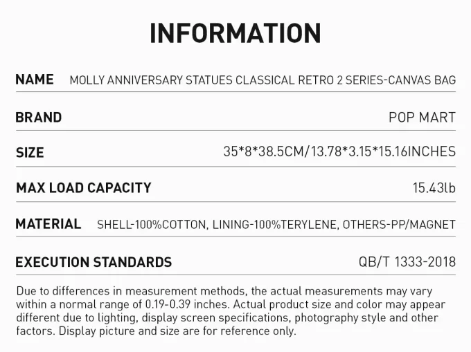 MOLLY Jubileumsstatyer Klassisk Retro 2-serien – Canvasväska