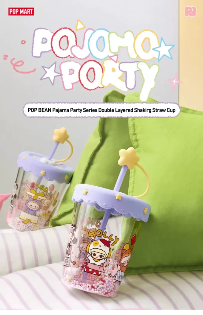 POP BEAN Pyjamas Party Dubbelskiktad Skakande Sugrörsmugg
