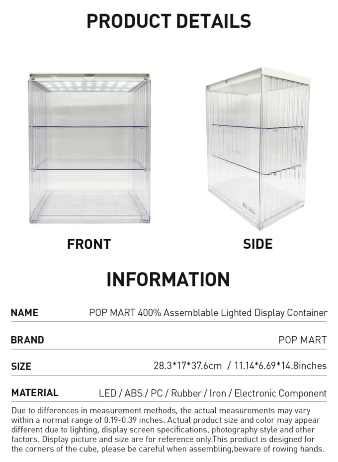 POP MART 400 % monteringsbar upplyst displaybehållare POP MART 400 % monteringsbar upplyst displaybehållare