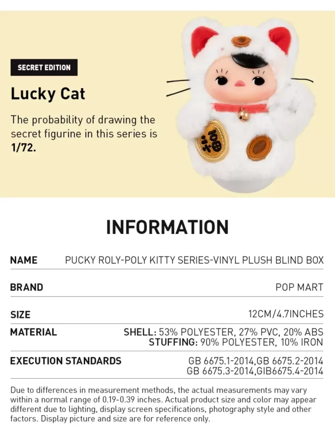 PUCKY Roly-Poly Kitty-serien – Vinylplysch-blindlåda