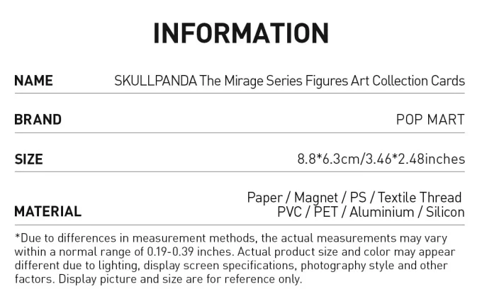 SKULLPANDA Mirage-serien Figurer Konstsamlingskort