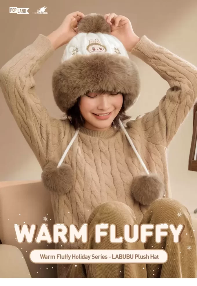 Varm fluffig julserie – LABUBU plyschmössa